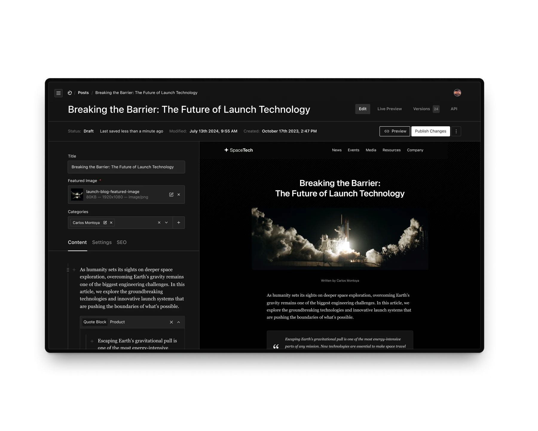 ChanceCMS admin interface